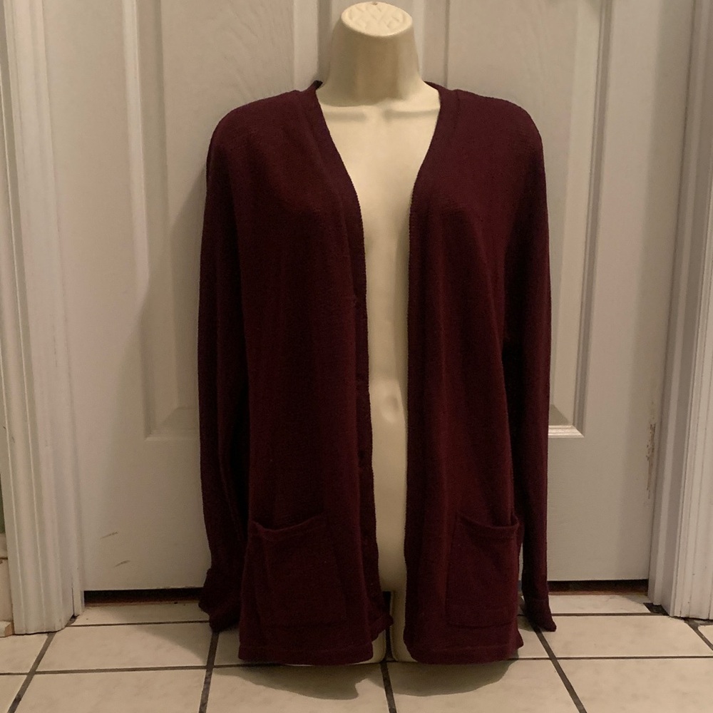 American Eagle Outfitters Open-Front Cardigan Sweater - Burgundy